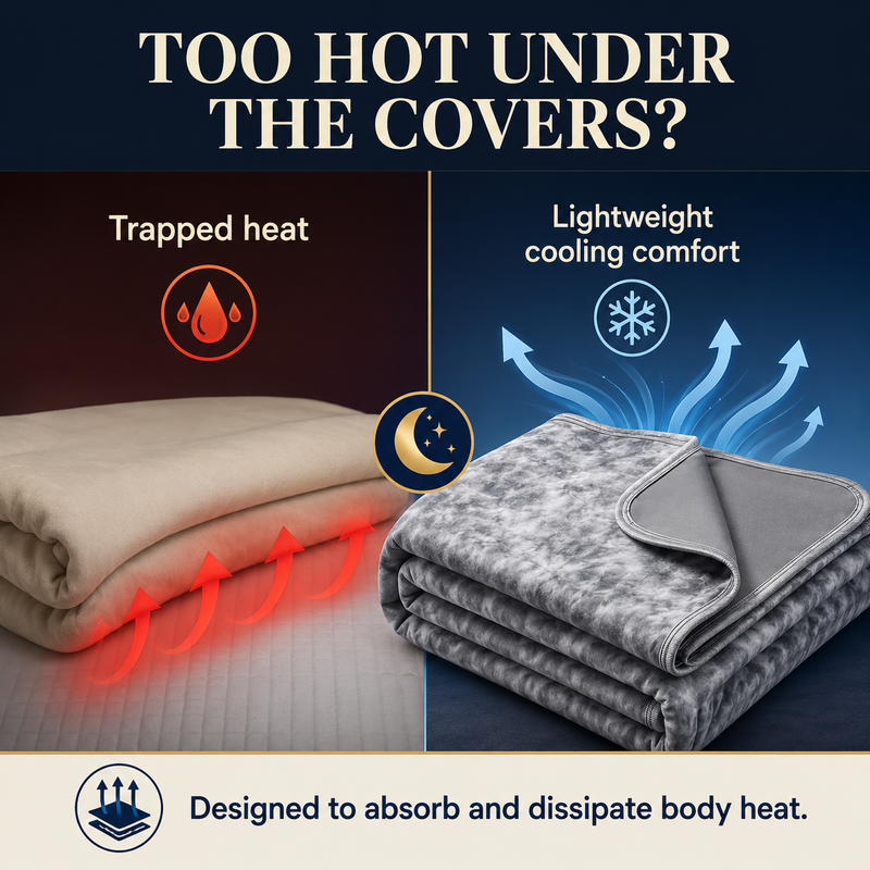 Hot sleeper problem and lightweight cooling blanket solution alternate view