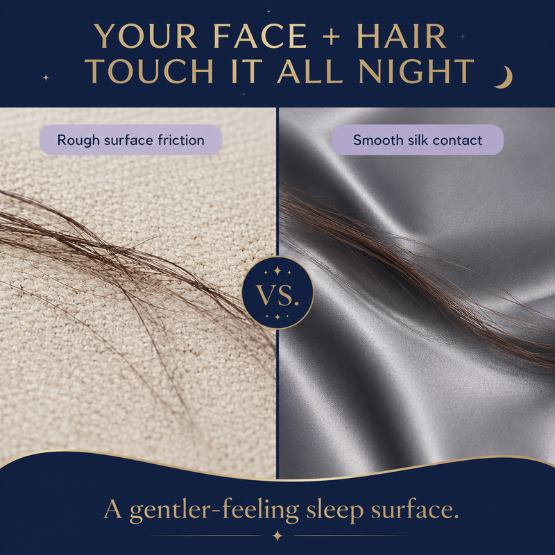 Rough pillow fabric friction versus smooth silk pillowcase contact alternate view